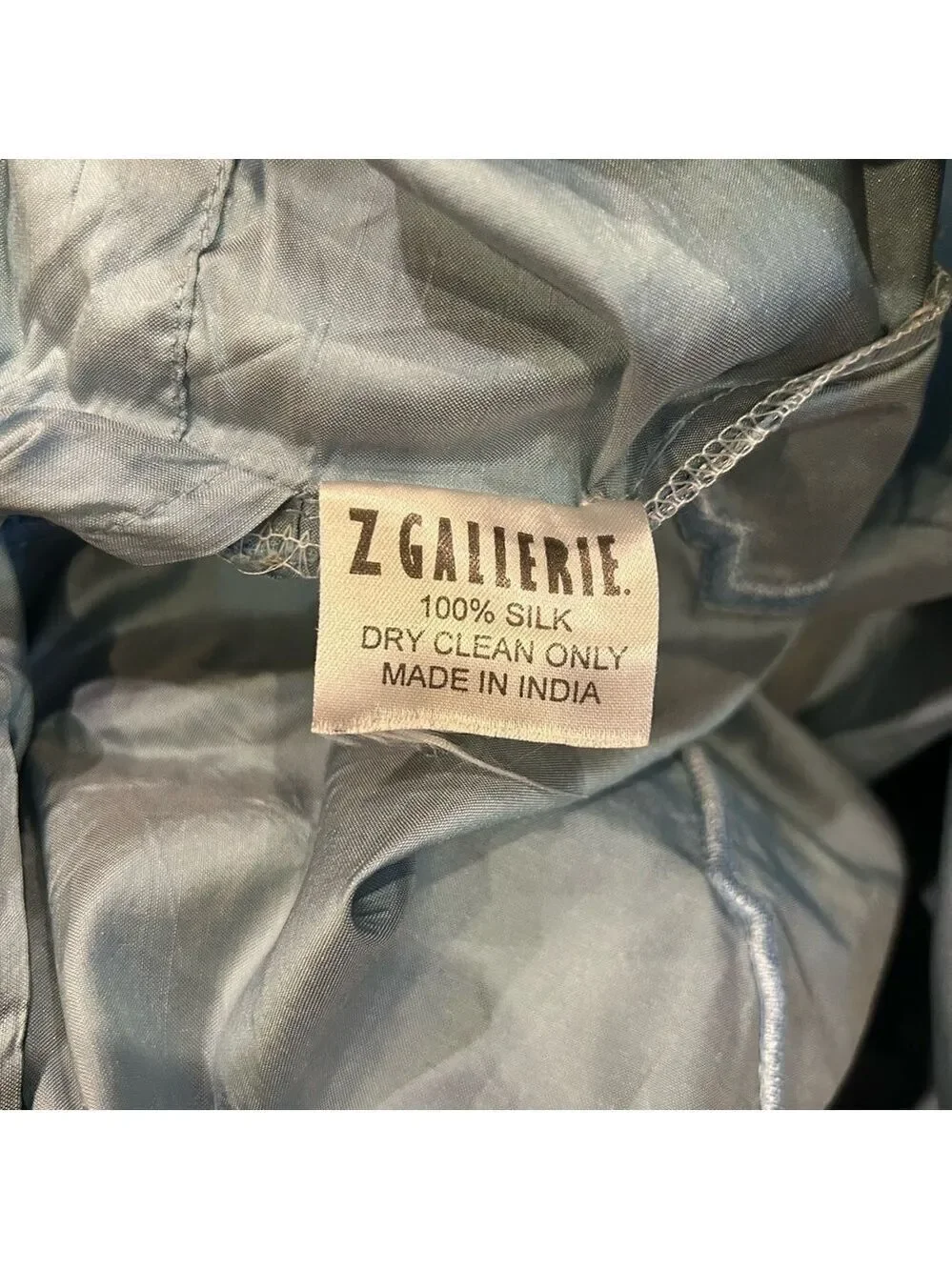 Z Gallerie Pillow Shams Set of Two 100% Silk Velvet Trim Blue 19x25”